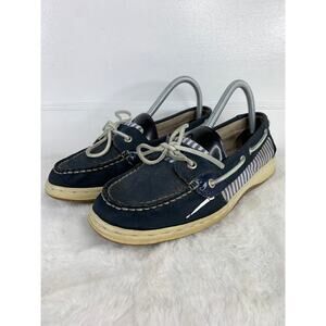 Khombu Womens Size 8 Blue White Leather Loafers Boat Shoes Casual